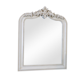 Ornate Arched Antiqued Ivory Wall Mirror 100 Cm X 80cm - thumbnail 1