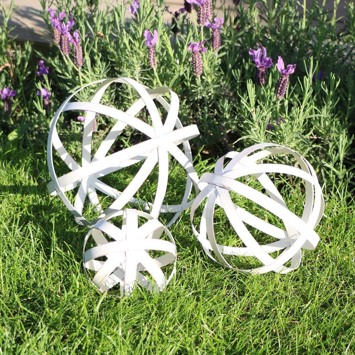 Set Of 3 Antique Cream Decorative Garden Spheres - image 1