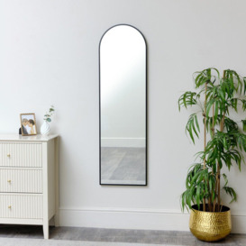 Tall Slim Black Arched Wall Mirror 135cm X 40cm - thumbnail 3