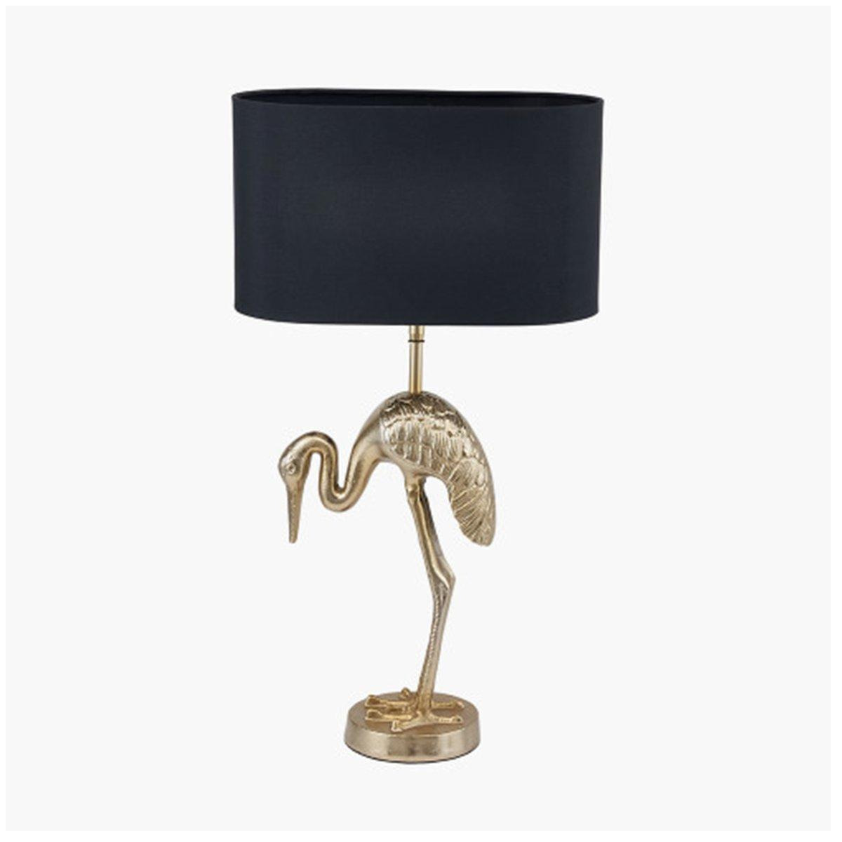 Gold Crane Lamp With Black Lampshade