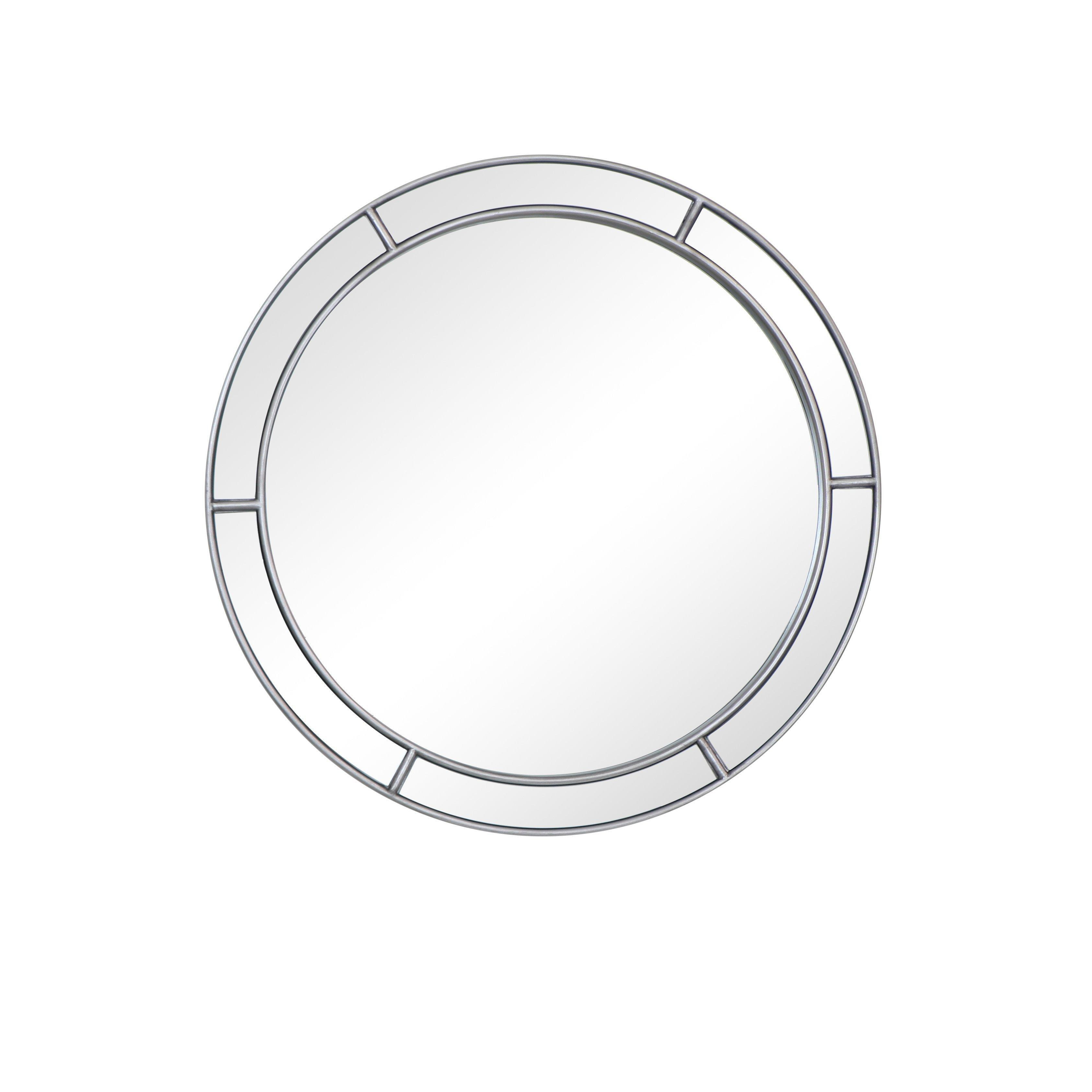 Art Deco-Inspired Silver Round Window Mirror: 80cm Size - image 1