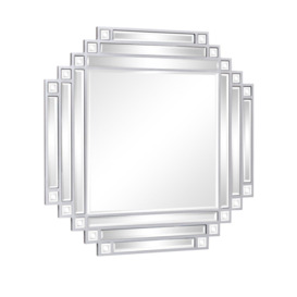 Square Silver Art Deco Fan Wall Mirror 55cm X 55cm - thumbnail 1