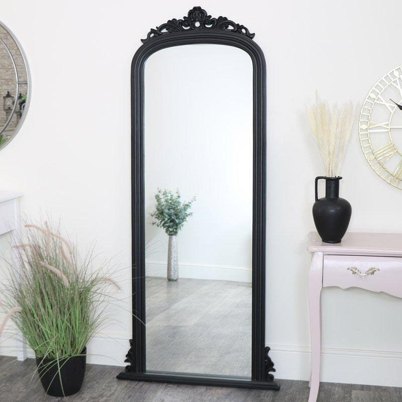 Tall Black Ornate Vintage Wall/Leaner Mirror 80cm X 180cm - image 1