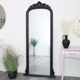 Tall Black Ornate Vintage Wall/Leaner Mirror 80cm X 180cm - thumbnail 2