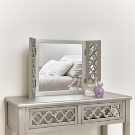 Silver Mirrored Lattice Triple Mirror - Sabrina Silver Range