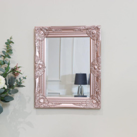 Ornate Rose Gold Pink Wall Mirror With Bevelled Glass - thumbnail 2