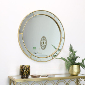 Large Round Gold Window Mirror 80cm X 80cm - thumbnail 1