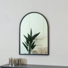 Framed Black Arched Mirror 70cm X 50cm - thumbnail 1
