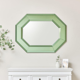 Extra Large Green Glass Octagon Wall Mirror 105cm X 80cm - thumbnail 2