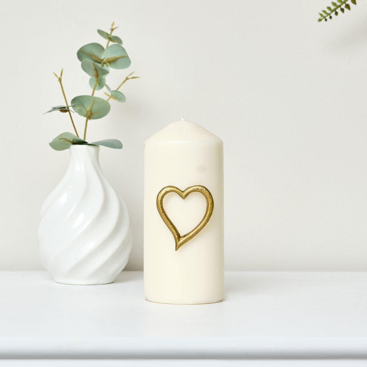 Antique Gold Heart Candle Pin - image 1
