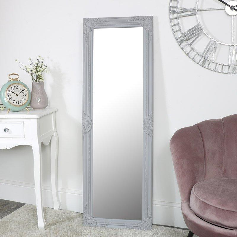 Tall Grey Wall Leaner Mirror 47cm X 142cm - image 1