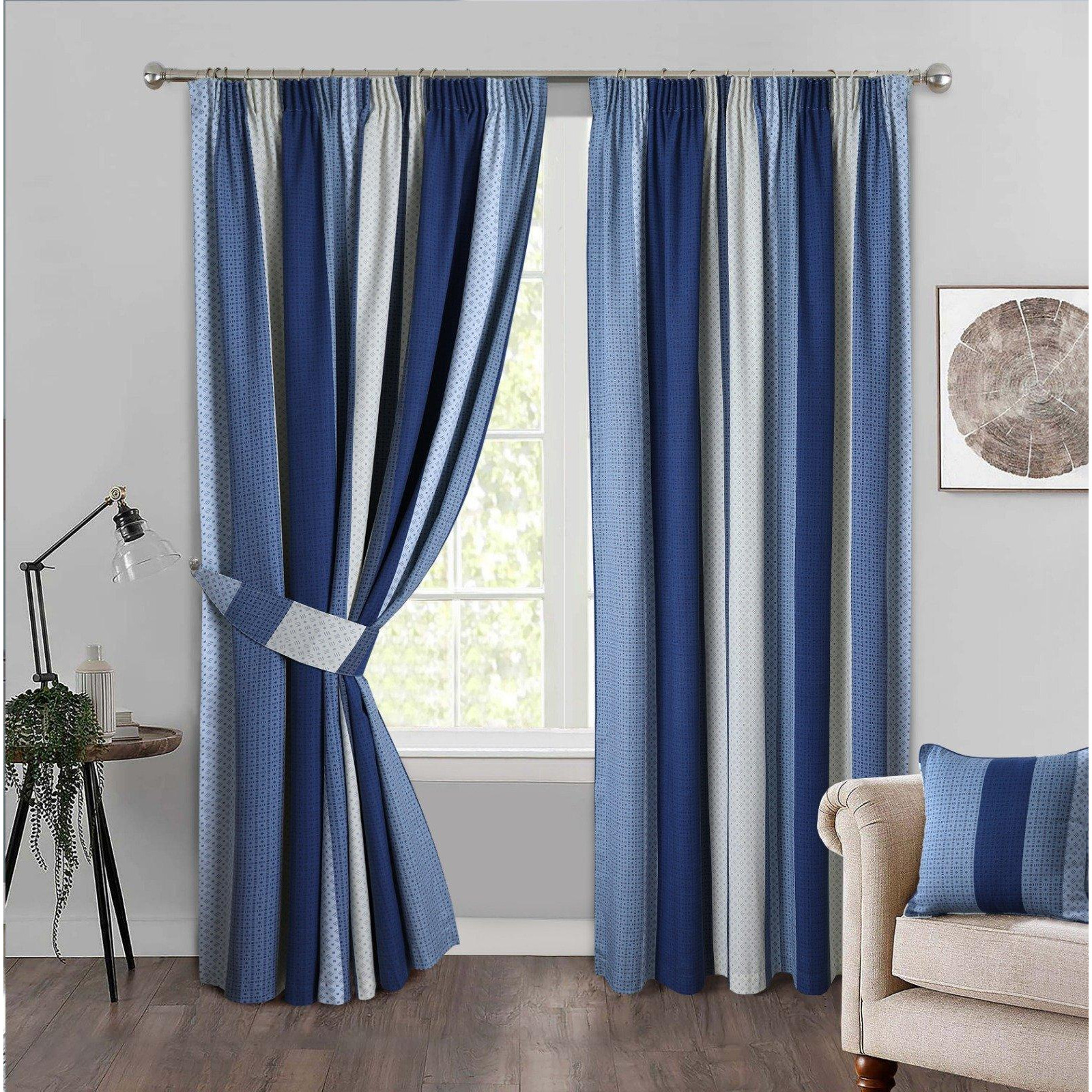 Seville Printed Fully Lined 3 Inches Pencil Pleat  curtains with Tiebacks included pair - image 1