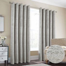 Rowan Metallic Jacquard Fully Lined Eyelet Pair Of Curtains