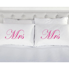 White with Pink Mrs and Mrs Pillowcases
