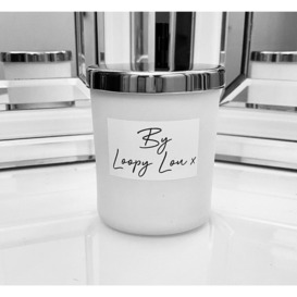 Peony And Suede 20cl White Candle With Silver Lid