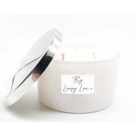 Black Pomegranate 55cl 3 Wick White Candle With Silver Lid