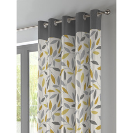 'Beechwood' Leaf Trail Pair of 100% Cotton Eyelet Curtains - thumbnail 2