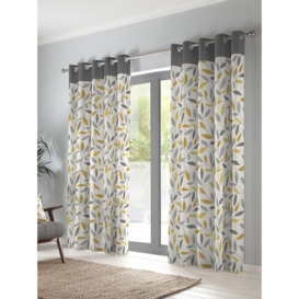 'Beechwood' Leaf Trail Pair of 100% Cotton Eyelet Curtains - thumbnail 1