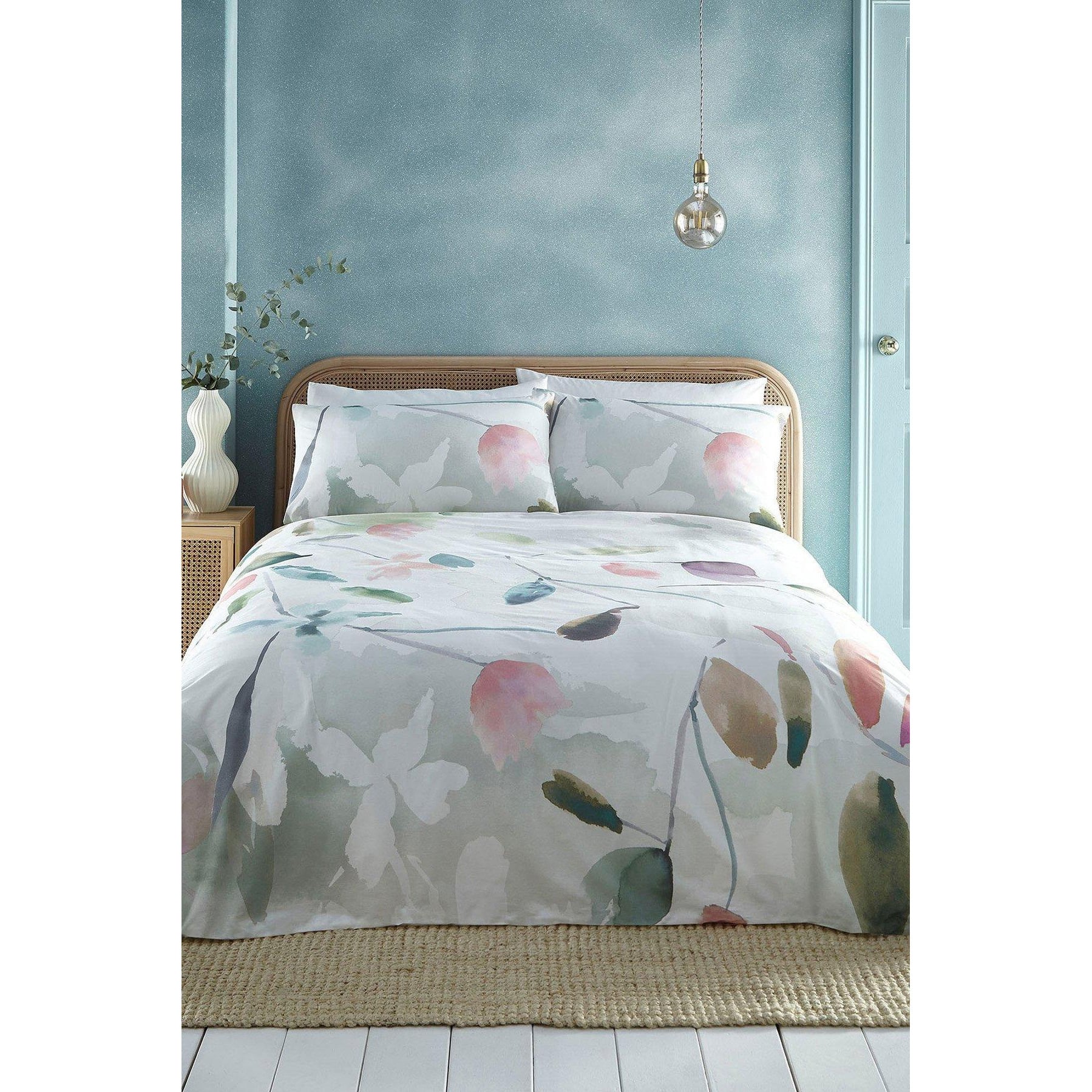 'Maeve' Floral Watercolour 100% Cotton Duvet Cover Set