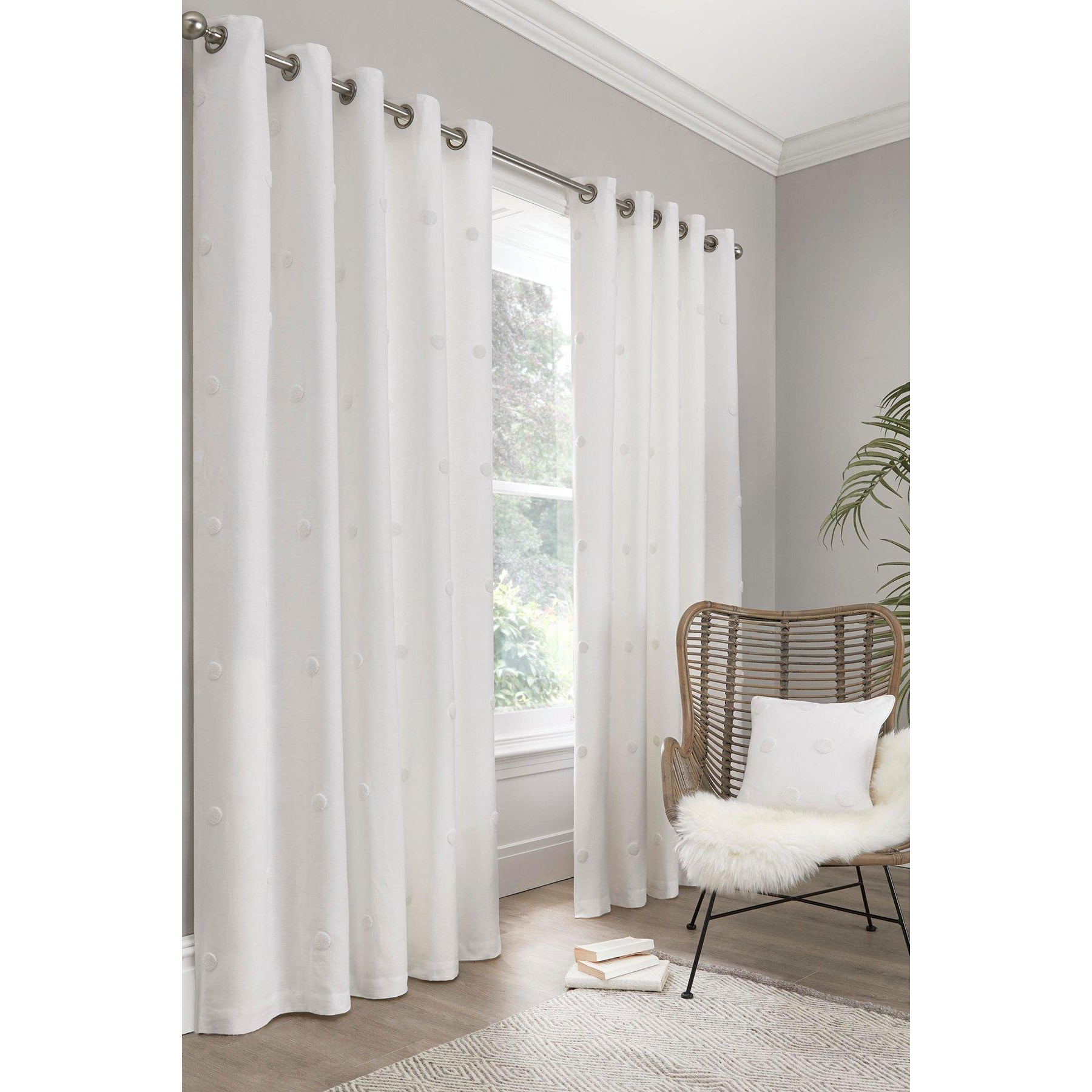 'Polka Dot' Lined 100% Cotton Pair of Eyelet Curtains - image 1