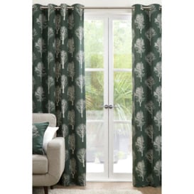 'Woodland Trees' Motif 100% Cotton Ready to Hang Eyelet Curtains