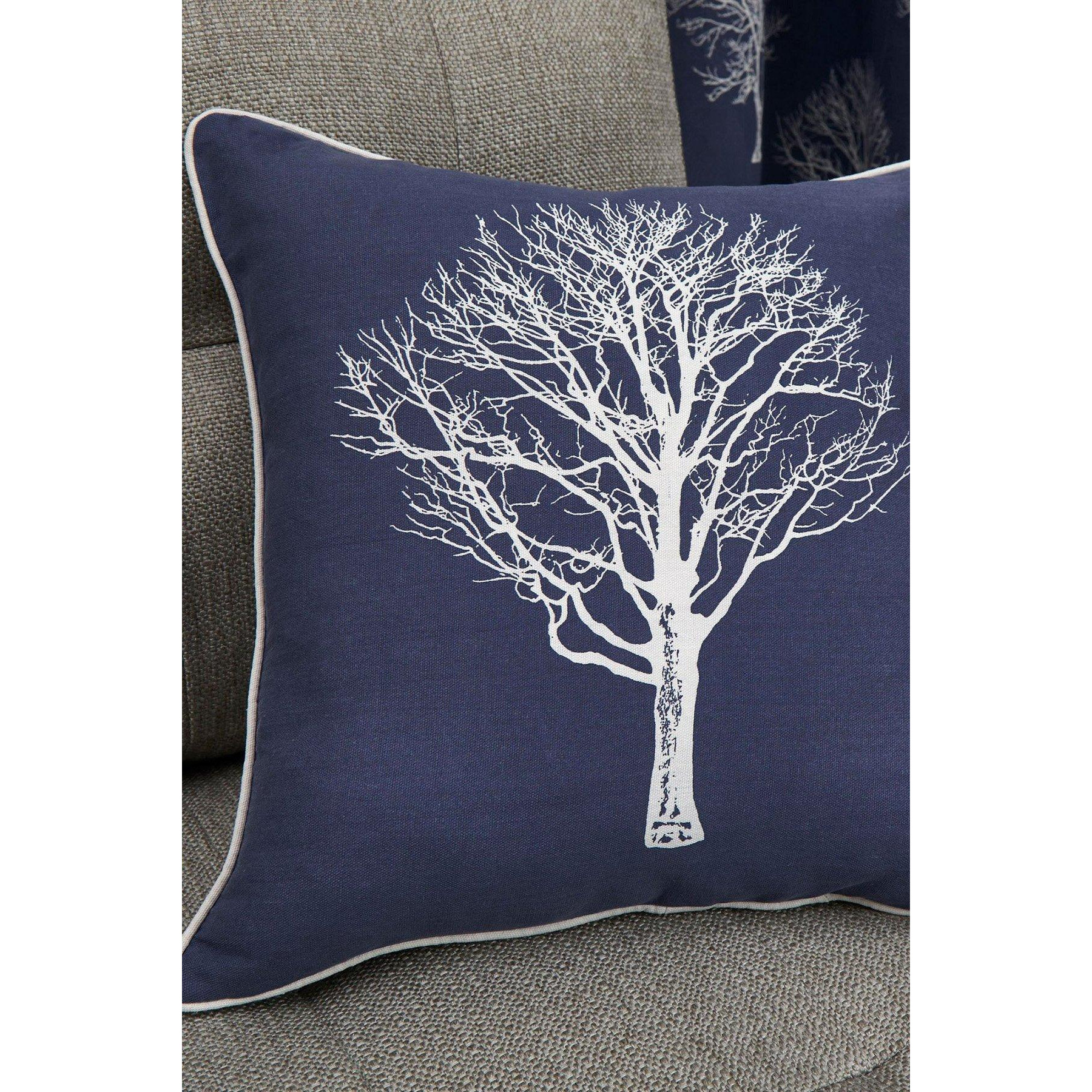 'Woodland Trees' Hand Drawn Tree Print Filled Cushion 100% Cotton - image 1