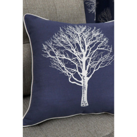 'Woodland Trees' Hand Drawn Tree Print Filled Cushion 100% Cotton - thumbnail 1