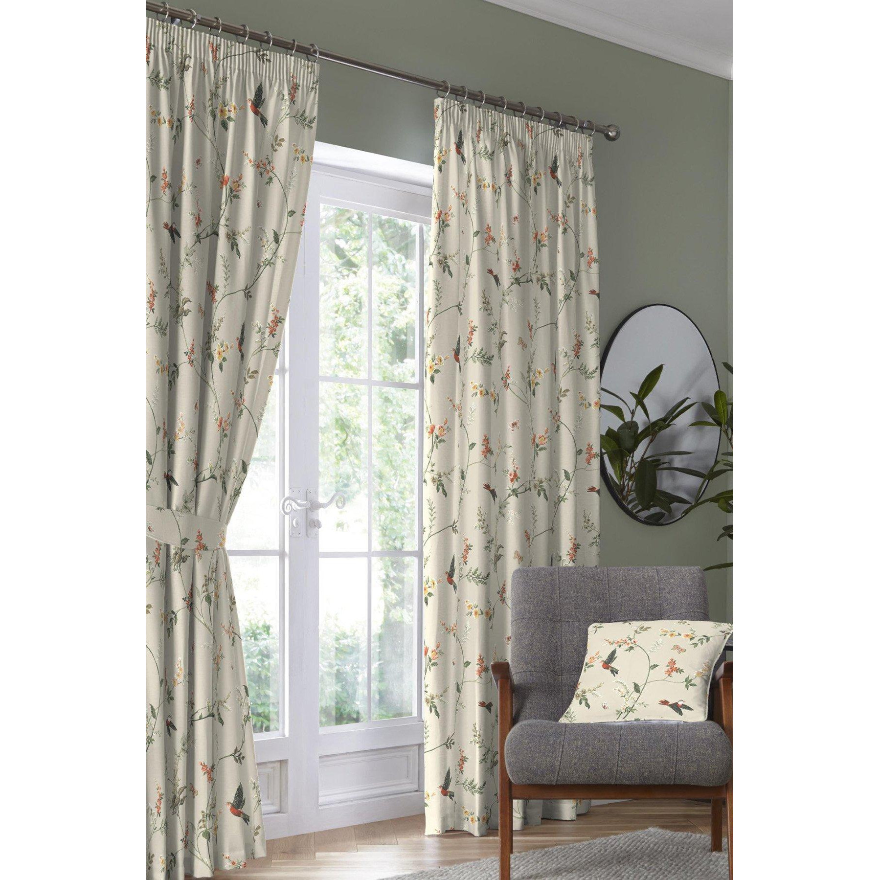 'Darnley' Nature Inspired Print Pair of Pencil Pleat Curtains With Tie-Backs - image 1