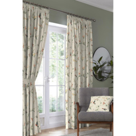 'Darnley' Nature Inspired Print Pair of Pencil Pleat Curtains With Tie-Backs - thumbnail 1