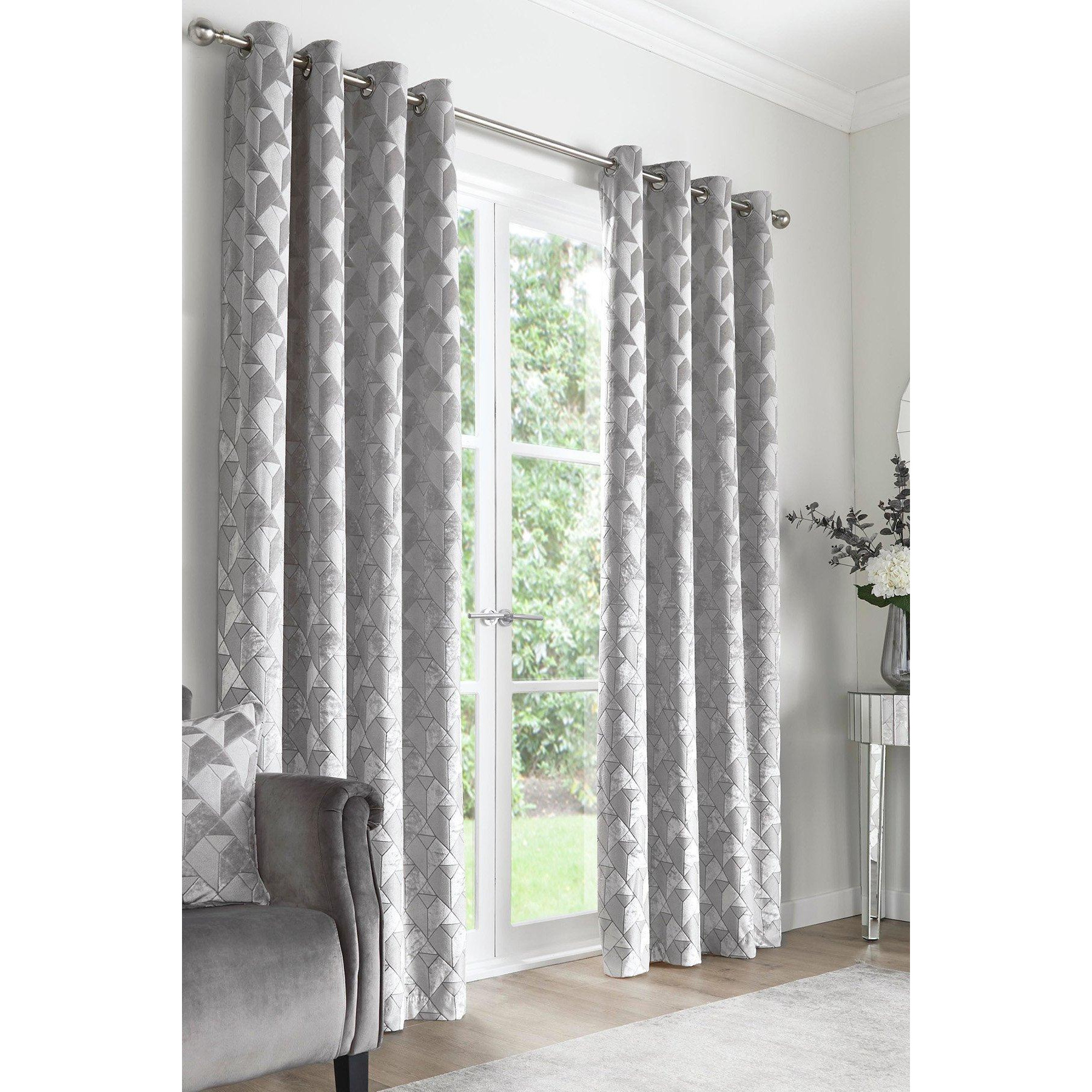 'Quentin' Jacquard Pair of Eyelet Curtains - image 1