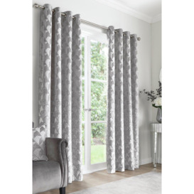 'Quentin' Jacquard Pair of Eyelet Curtains