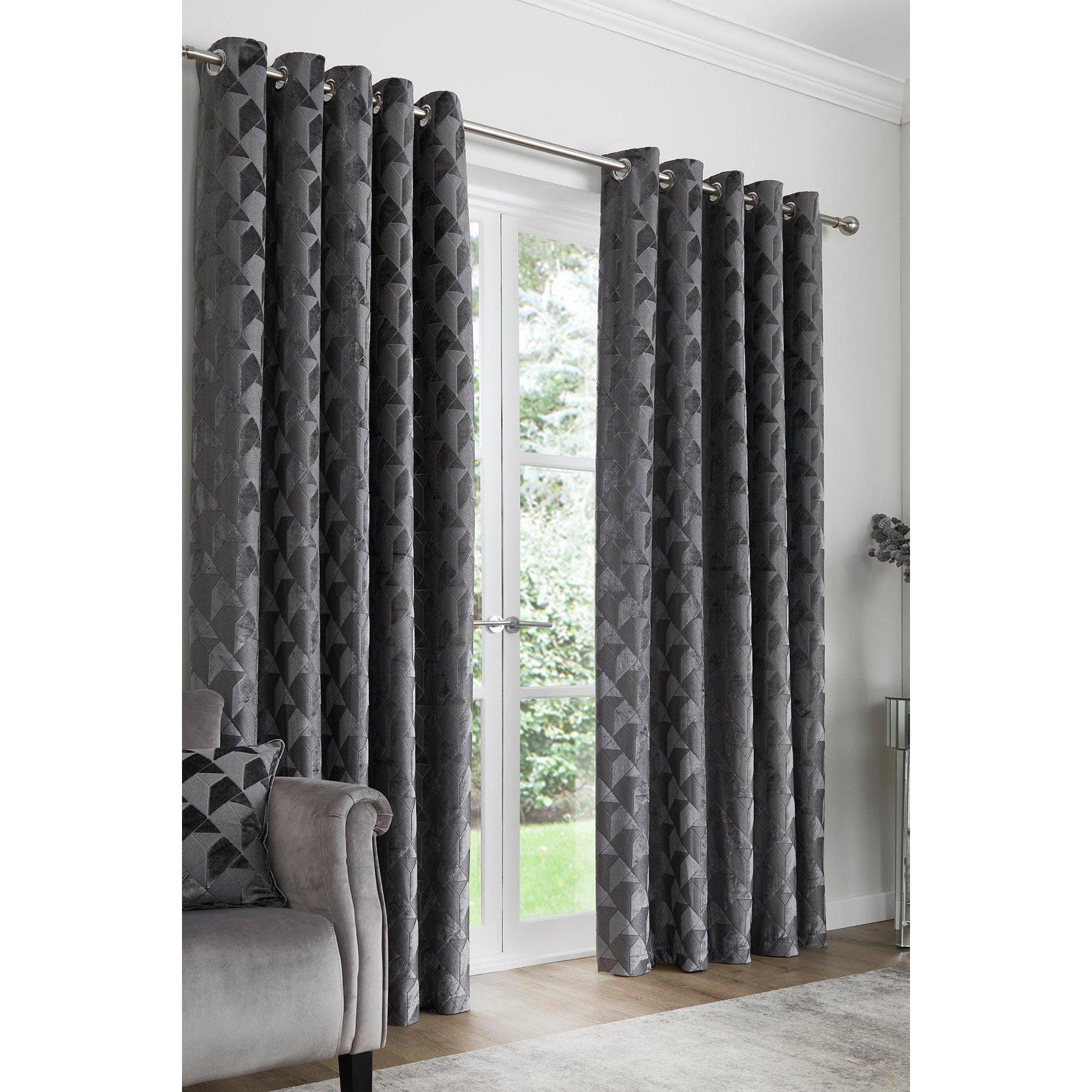 'Quentin' Jacquard Pair of Eyelet Curtains - image 1
