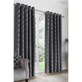 'Quentin' Jacquard Pair of Eyelet Curtains
