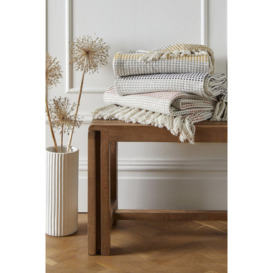 'Reva' 100% Cotton Bedspread Throw Woven Stripes With Tasselled Edges - thumbnail 2