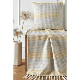 'Reva' 100% Cotton Bedspread Throw Woven Stripes With Tasselled Edges
