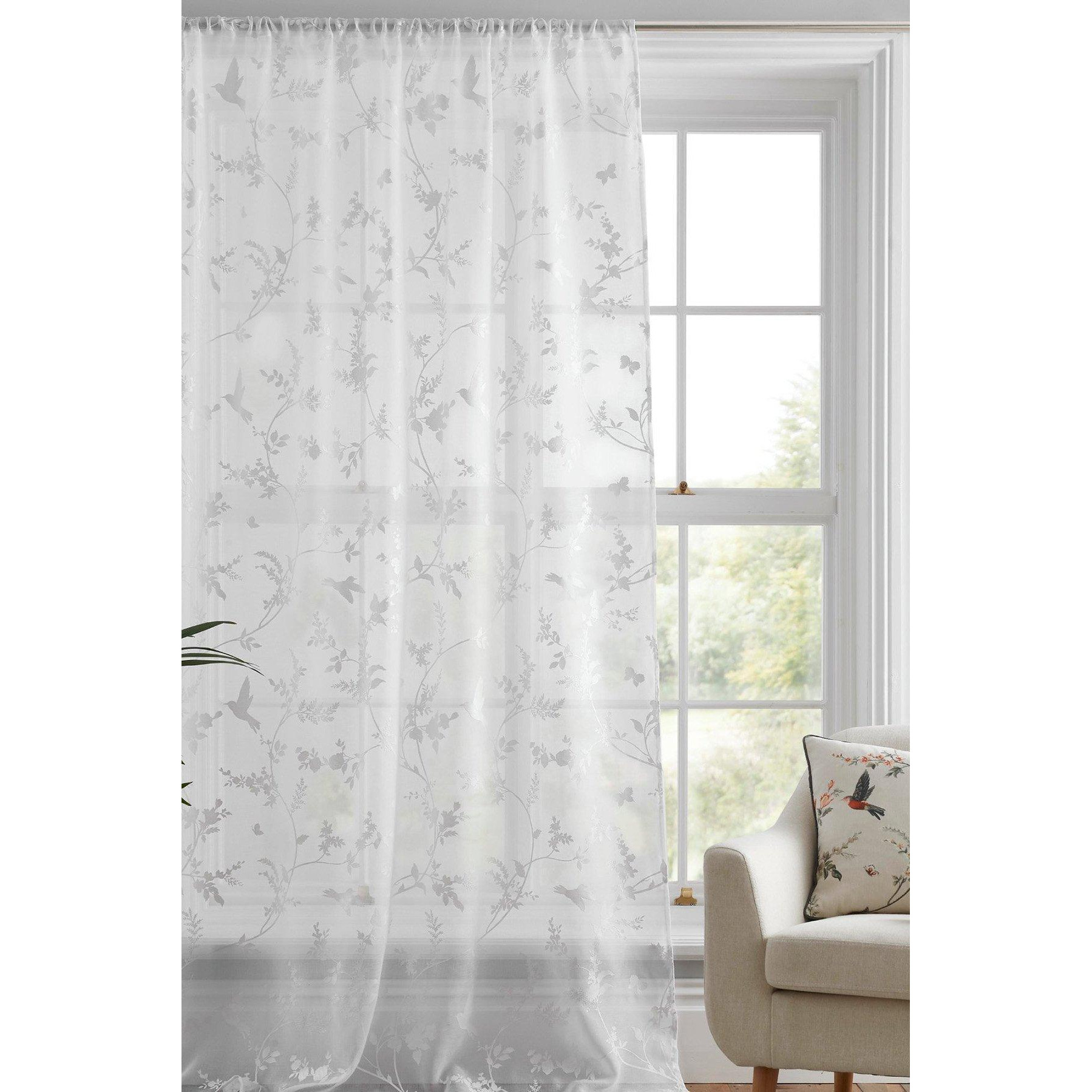 'Darnley' Floral & Bird Print Voile Panel - image 1