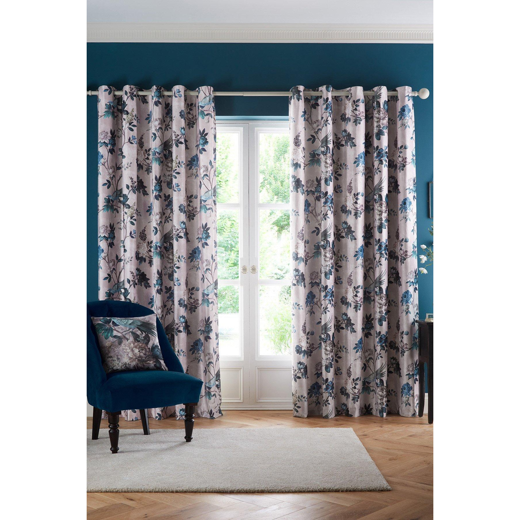 'Windsford' Velvet Pair of Eyelet Curtains - image 1