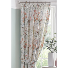 'Caraway' Lined Pair of Pencil Pleat Curtains With Tie-Backs