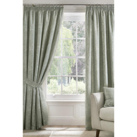 'Aveline' 100% Cotton Pair of Pencil Pleat Curtains With Tie-Backs - thumbnail 1