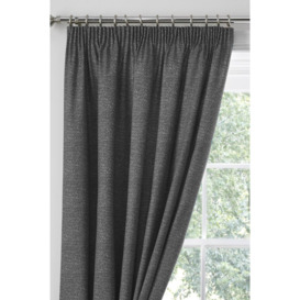 'Pembrey' Textured Pair of Pencil Pleat Curtains With Tie-Backs - thumbnail 2