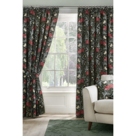'Sandringham' 100% Cotton Pair of Pencil Pleat Curtains With Tie-Backs