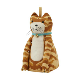 Marmalade Cat Animal Print 100% Cotton Shaped Doorstop