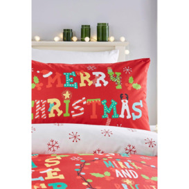 'Santa's Little Helper' Text Crazy Festive Print Duvet Cover Set - thumbnail 2