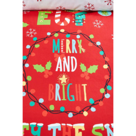 'Santa's Little Helper' Text Crazy Festive Print Duvet Cover Set - thumbnail 3