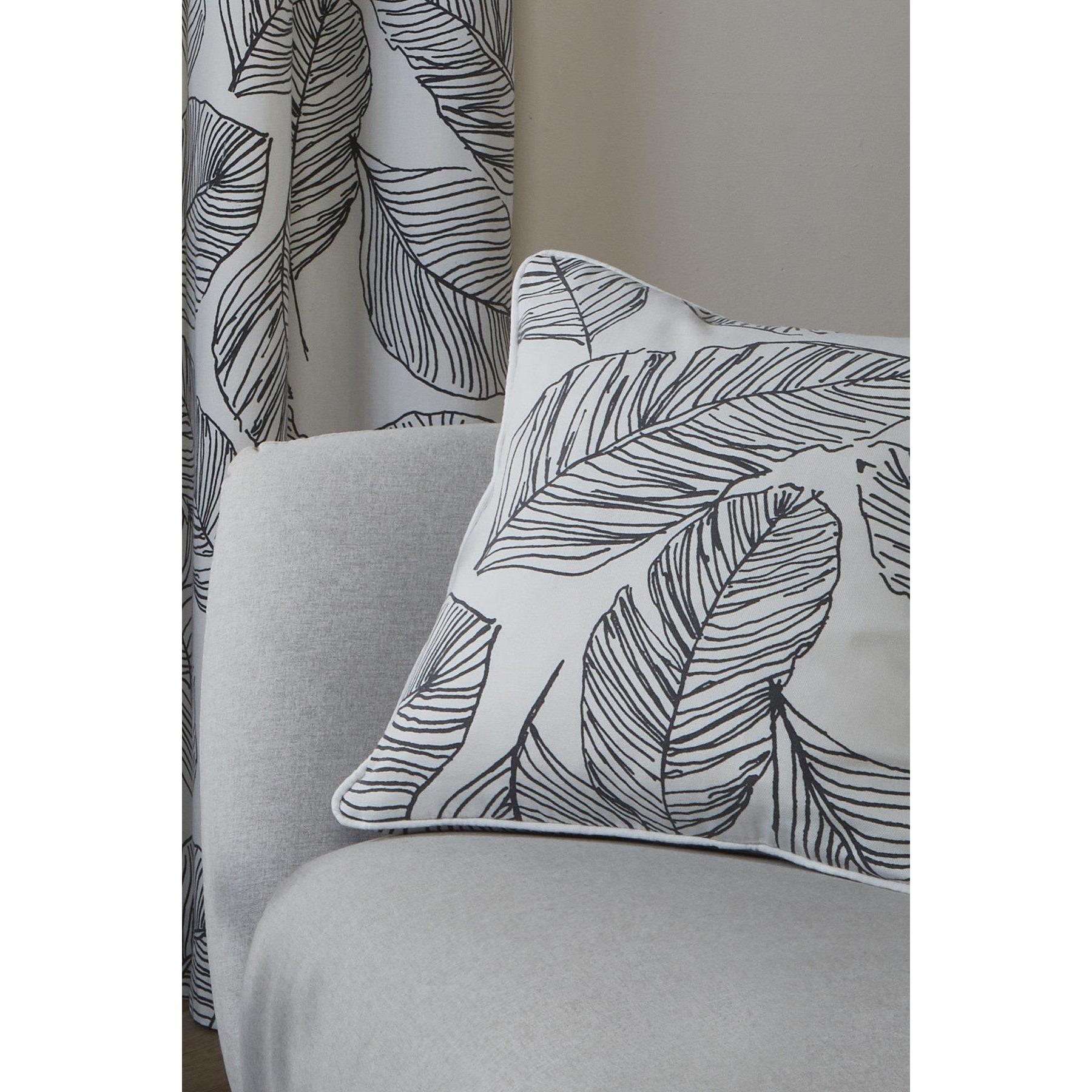 'Matteo' Hand Drawn Leaf Print Filled Cushion 100% Cotton - image 1