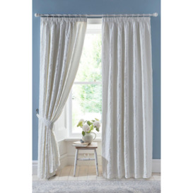 'Collier' Jacquard Pair of Pencil Pleat Curtains With Tie-Backs