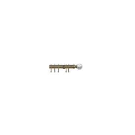 25-28mm   Crystal End Metal Curtain Pole Set - Antique Brass