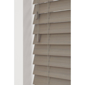 Dune 50mm Fine Grain Slatted Faux Wood Venetian Blinds with Strings 130cm Drop