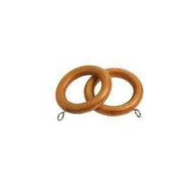 Pack of 4 Wooden Curtain Pole Ring Hooks with Eyes