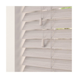 Fine Grain Faux Wood Venetian Blinds with Strings 130cm Drop Silver Birch